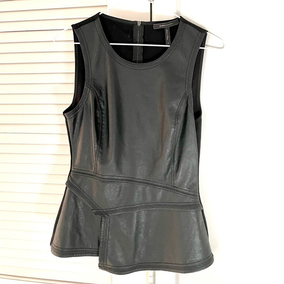 Women’s BCBG black faux leather sleeveless top - perfect condition - Size Small - Picture 1 of 2